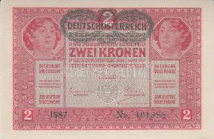 1917. 2K "Deutschösterreich" vízszintes felülbélyegzéssel (4x) egymás utáni sorszámmal T:I