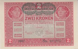 1917. 2K "Deutschösterreich" vízszintes felülbélyegzéssel (4x) egymás utáni sorszámmal T:I