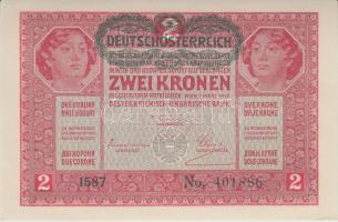 1917. 2K "Deutschösterreich" vízszintes felülbélyegzéssel (4x) egymás utáni sorszámmal T:I