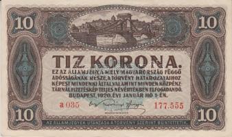 1920. 10K (2x) egymás utáni sorszámmal T:I-