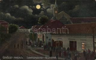 Paks éjjel, Szent István tér, Fő utca, bolt