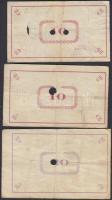Pápa 1919. május 8. "Pápai csekk" 10K (10x) + 20K (10x) + 50K (2x) mind lyukasztással érvé...