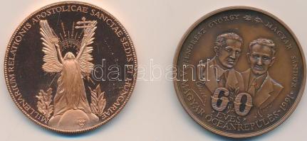 Bozó Gyula (1913-2004) 1991. "60 éves a Magyar Óceánrepülés" + 1996. "Ezeréves az Apostoli Szentszék és Magyarország kapcsolata" Br emlékérmek T:1,PP