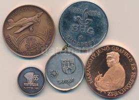 Bozó Gyula (1913-2004) 1991. "60 éves a Magyar Óceánrepülés" + 1994. "Haranghy Jenő születésének 100. évfordulójára" Br / vörösréz emlékérmek T:1,PP + 3db klf emlékérem T:1,2