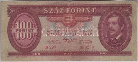 1947. 100Ft kissé felfelé tolódott nyomattal T:III,III-