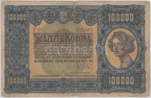 1923. 100.000K "Orell Füssli Zürich" barna sor- és sorozatszám T:III-