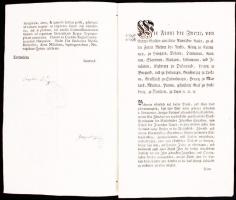 1796 Helytartótanácsi levél szerzői jog témakörben. Német nyelvű melléklete királyi pecséttel ellátv...