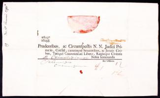 1796 Helytartótanácsi levél szerzői jog témakörben. Német nyelvű melléklete királyi pecséttel ellátv...