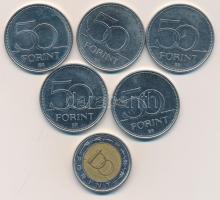 2002. 100Ft "Kossuth" + 2004-2007. 50Ft (5x) klf motívumokkal T:1-,2
