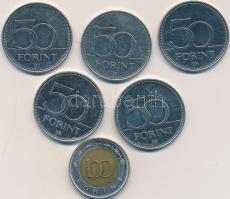 2002. 100Ft "Kossuth" + 2004-2007. 50Ft (5x) klf motívumokkal T:1-,2