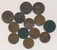 13db vegyes krajcár és fillér 1800-as évektől T:vegyes