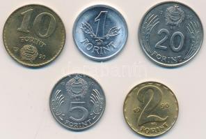 1990. Kiadatlan forgalmi sor 1Ft-20Ft 5klf db "Magyar Köztársaság" felirattal, de "Kádár" címerrel T:1