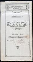 1918. "Magyar Országos Biztosító Intézet Részvénytársaság" Biztosítási Szerződés Hadikölcs...