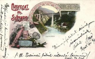 Suchard chocolate advertisement, Chärstelenbach Bridge, Art Nouveau (EK)