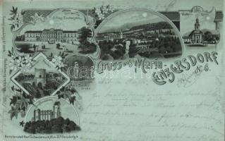 1899 Maria Enzersdorf Schloss and Burg Liechtenstein, Wallfahrts Kirche, Schwarzer Thurm, Maria Lourdes Grotte, floral (fa)