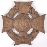 cca 1935 Lengyel cserkész fafaragás czu waj / Polish scout carving 14x14 cm