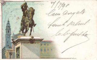 1898 Torino Monumento a Carlo Alberto / monument litho (EK)