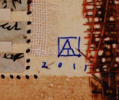 Ajtai Tamás (1952-): Világoltár. Vegyes technika, karton, jelzett, újszerű keretben 22×22 cm