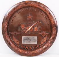 Emléktál "A haza légterének védelmében" felirattal, réz, d:30 cm