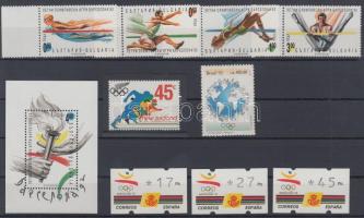 Summer Olympics, Barcelona 4 countries 9 diff. stamps, 1 block, Nyári olimpia, Barcelona 4 ország 9 klf bélyeg, 1 db blokk