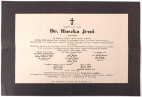 1960 Huszka Jenő zeneszerző halotti értesítője