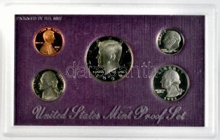 Amerikai Egyesült Államok 1992S 1d, 1c, 5c, 1/4$, 1/2$ "Kennedy" 5klf dísztokban Proof sze...