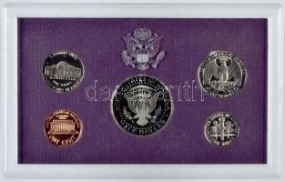 Amerikai Egyesült Államok 1992S 1d, 1c, 5c, 1/4$, 1/2$ "Kennedy" 5klf dísztokban Proof sze...