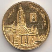 Thaiföld DN. "V. Ráma király / Angkor-Vat templom" aranyozott emlékérem (19mm/4.3g) T:PP
T...