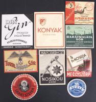 10 db, részben háború előtti sör és italcímke