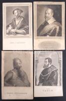 cca 1840 hadvezérek, uralkodók 8 db acélmetszet / Kings and emperors 8 steel engravings 16x10 cm