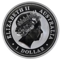 Ausztrália 2001. 5$ Ag "Kookaburra" 1 oz. aranycsillag verdejel T:PP eredeti dísztokban Australia 2001. 5 Dollars Ag "Kookaburra" 1 oz. Federation star privy mark C:PP in original case