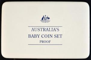 Ausztrália 2001. 5c, 10c, 20c, 50c, 1$, 2$ + 1db Ag emlékérem (43g/0.925/45mm) "Baby Proof set&...