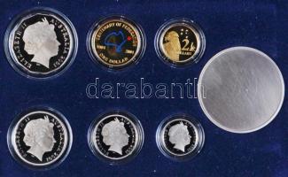 Ausztrália 2001. 5c, 10c, 20c, 50c, 1$, 2$ + 1db Ag emlékérem (43g/0.925/45mm) "Baby Proof set&...