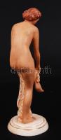 Royal Dux törölköző női akt, kézzel festett, jelzett, hibátlan, m:24 cm/ Royal Dux art deco nude fig...
