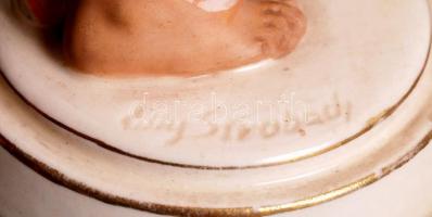 Royal Dux törölköző női akt, kézzel festett, jelzett, hibátlan, m:24 cm/ Royal Dux art deco nude fig...
