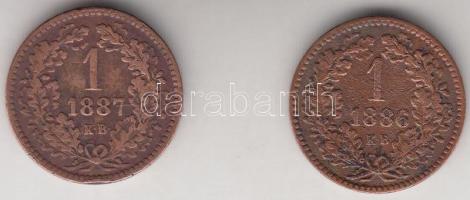 1886-1887. 1Kr (2x) T:2-/3 Adamo M4.1