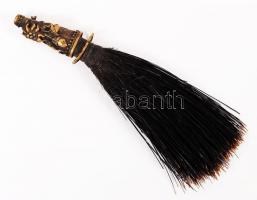 Antik vádászkalap dísz, vaddisznó sörény réz, h:15 cm