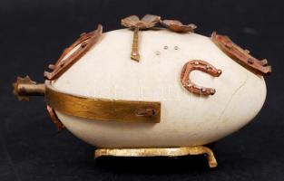 Patkolt lúdtojás, réz, 13×6 cm, m:6 cm