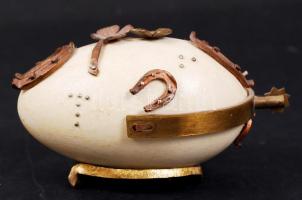 Patkolt lúdtojás, réz, 13×6 cm, m:6 cm