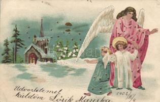 Christmas, angels, Emb. litho (EK)