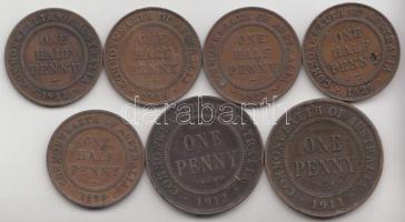 Ausztrália 1920-29. 1/2P Br (5x) mind klf + 1911. 1P Br + 1912. 1P Br T:2- Australia 1920-29. 1/2 Penny Br (5x) all different + 1911. 1 Penny Br + 1912. 1 Penny Br C:VF