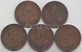 Ausztrália 1912-20. 1P Br (5x) klf T:2-
Australia 1912-20. 1 Penny Br (5x) different C:VF