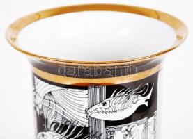 Arcok. Szász Endre által tervezett Hollóházi porcelán váza, hibátlan, jelzett / 
Faces. Designed by ...