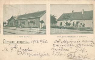 Türje, vasútállomás, Moór János vendéglője a Vasúthoz (ázott / wet damage)