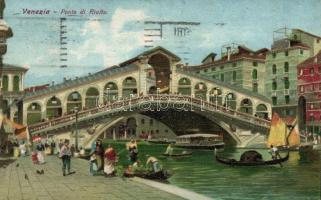 Venice, Venezia; Ponte di Rialto / bridge, litho