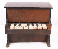 Antik kis zongora, több hang nem működik, fa, 21×17 cm