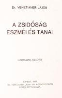 Venetianer Lajos: A zsidóság eszméi és tanai
Ujpest, 1926. Izr. Közműv. Egy. 181 p.
Korabeli aranyoz...