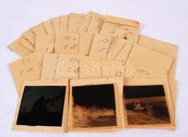 cca 1940 30db negatív a II. világháborúból: fürdőző katonák, tábori előadás, katonaportrék etc. /  30 photo negatives from World War II