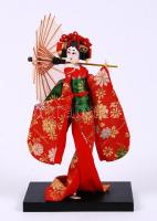 Japán gésa figura, pálcika, textil, m:16 cm