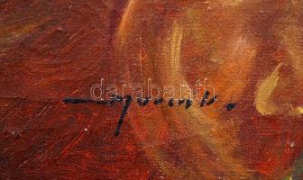 Murin Vilmos (1891- ):Rózsás csendélet. Olaj, vászon, egy helyen lyukas, sérült keretben 50×60 cm